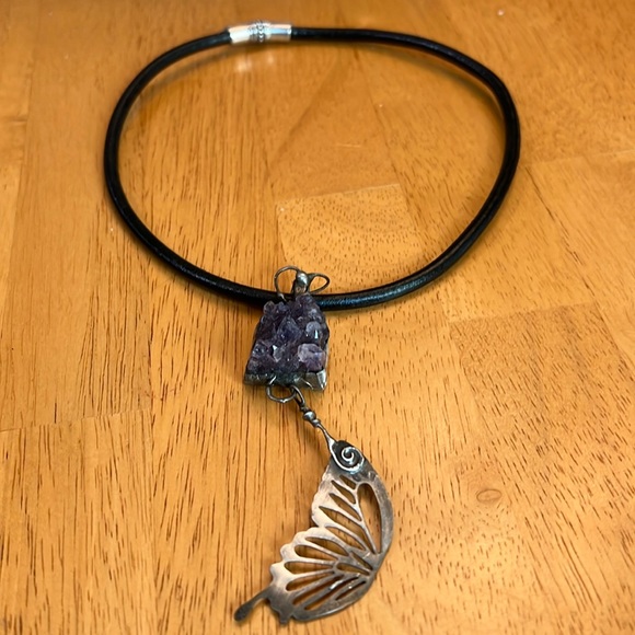 Beautiful butterfly, amethyst, choker - Picture 8 of 10